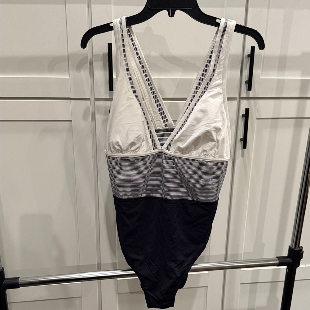 Anne Cole Black and White Striped Swimsuit